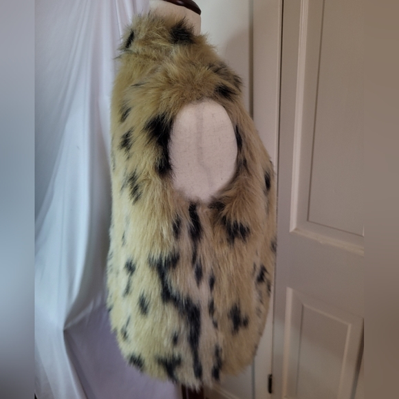 Faux Fur Leopard Vest sz Small New Directions - Picture 14 of 16